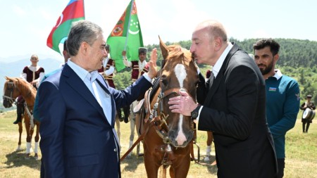 Prezident Berdiməhəmmədova Qarabağ atı hədiyyə etdi - FOTOLAR