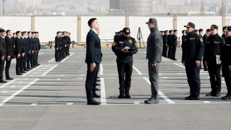 Vilayət Eyvazov sıra baxışı keçirdi - 14 nəfər müharibə iştirakçısı polisə qəbul olundu - VİDEO