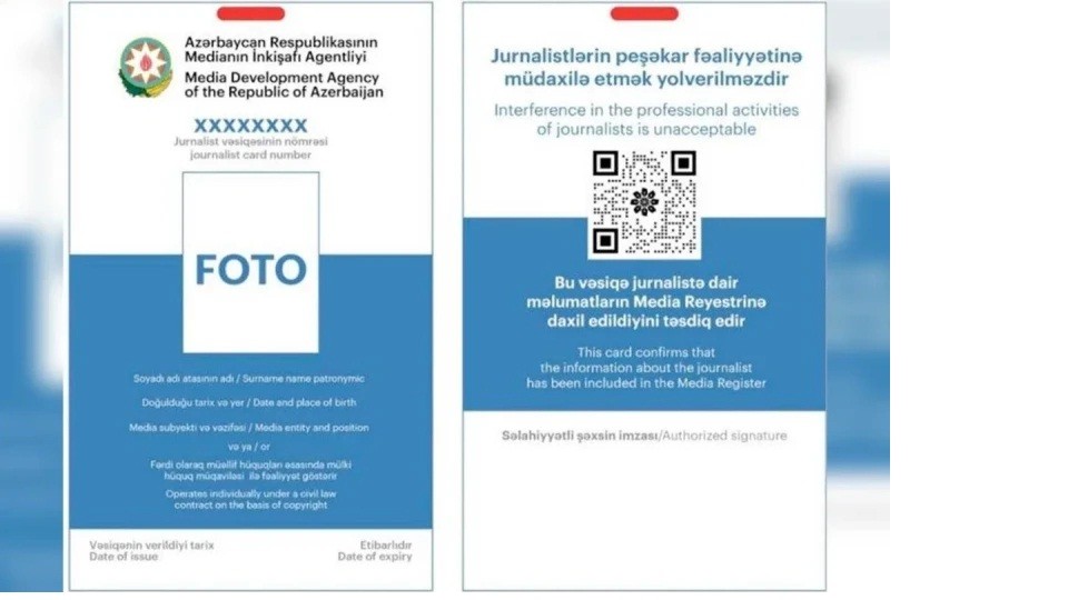 Jurnalist vəsiqəsinin verilməsinə və dəyişdirilməsinə görə ödəniş ləğv edilir